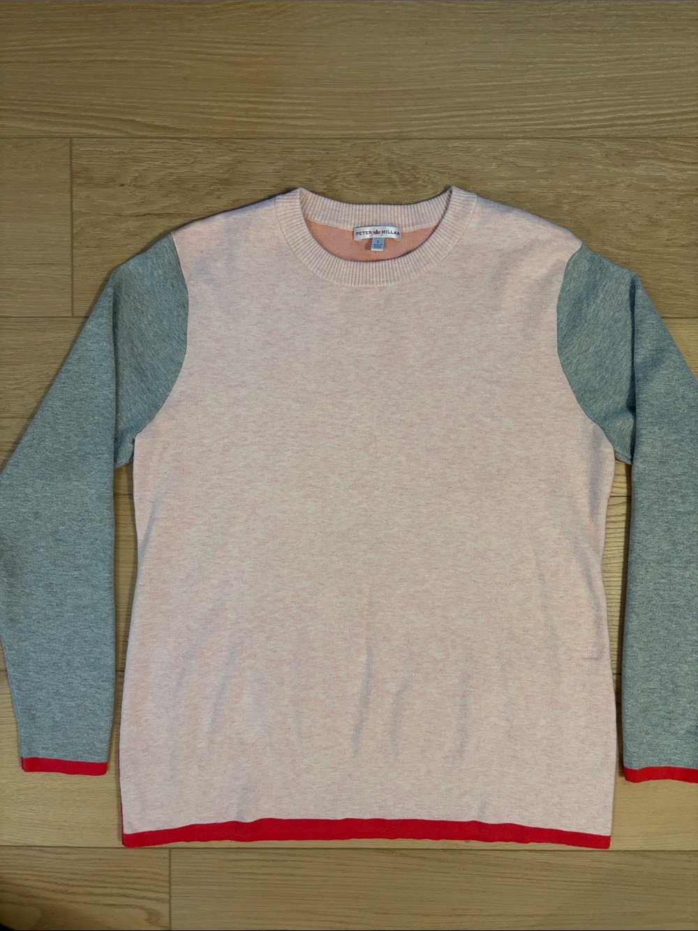 Peter Millar Soft Pink Color block Crew neck  Sweater